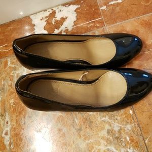 Blue wedge shoes
